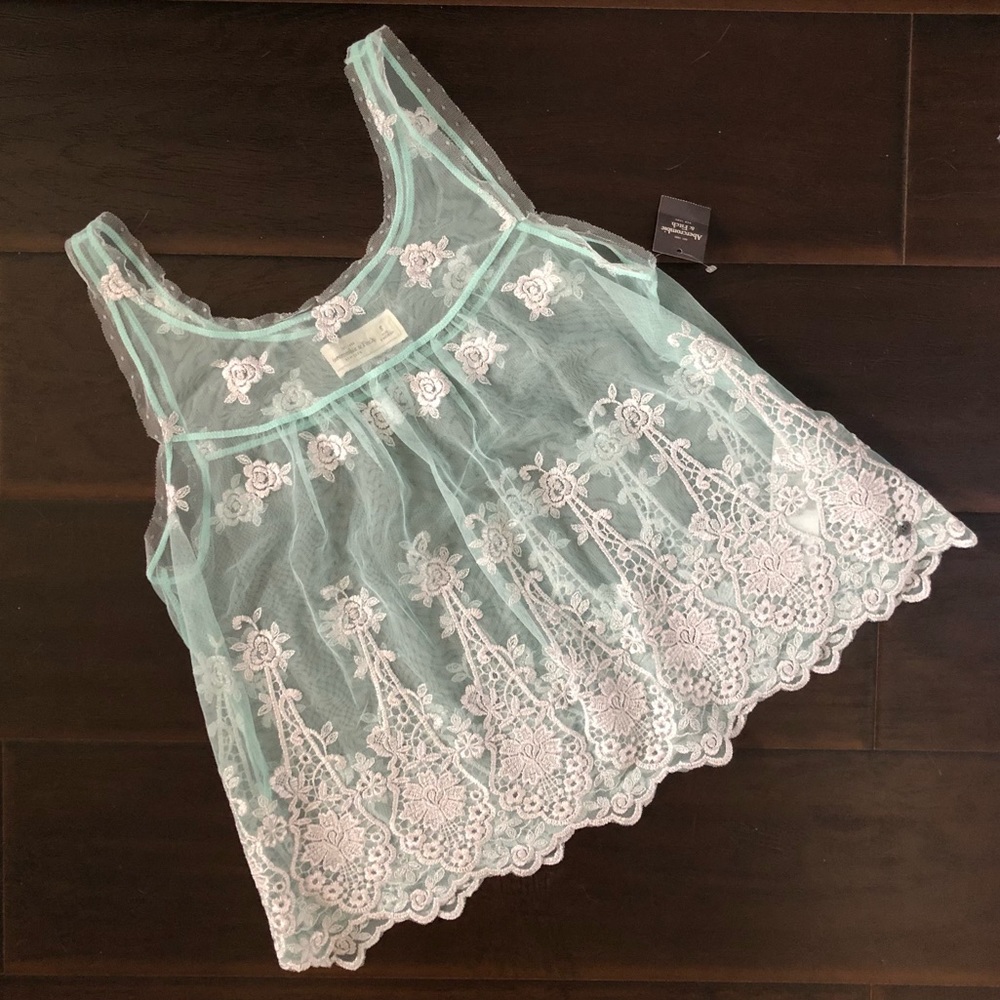 Abercrombie & Fitch NWT Sheer Top w/ Silver Embroidery